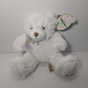 First and Main Plush Teddy Bear Dena White Teddy Brown Stitch Nose 10" Toy New